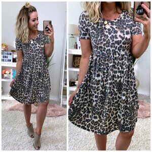🐆 Jodifl Leopard Print Babydoll Dress | Size S